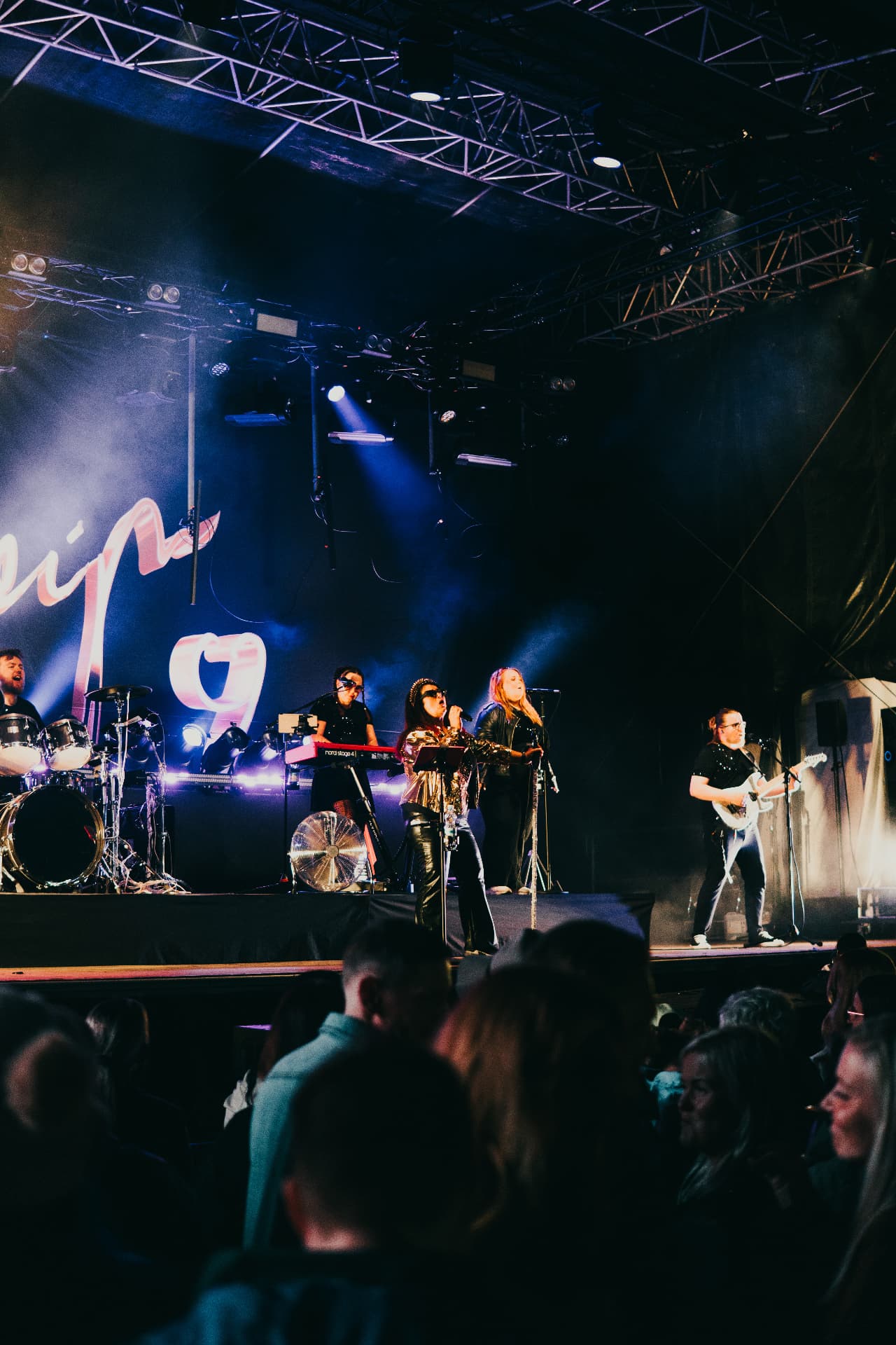 Meiju Suvas live: band on stage under blue concert lighting with the crowd in front